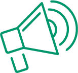Megaphone Icon representing Messaging and Media Delivery Training, media relations, pr