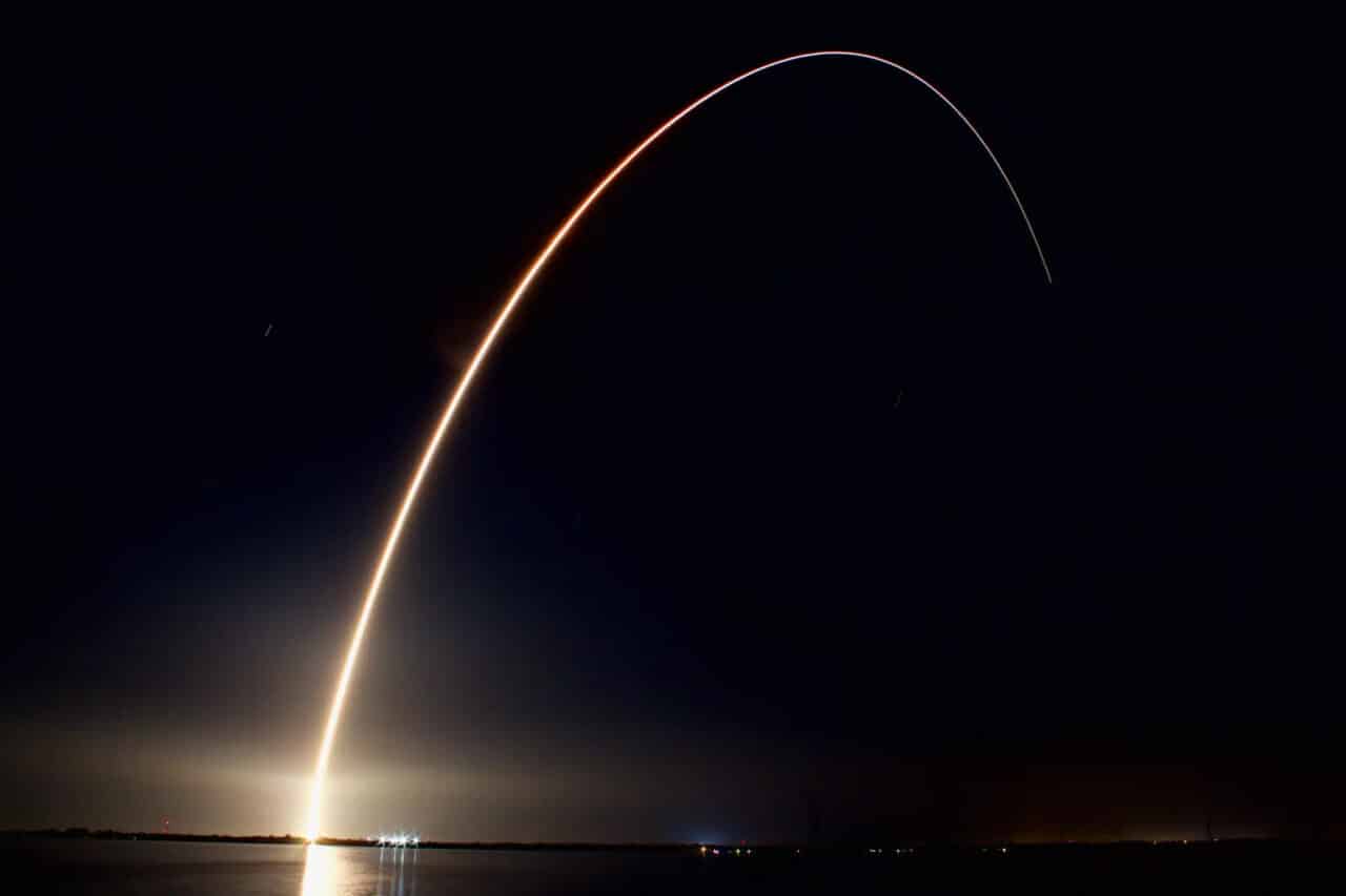 image of rocket in night sky in aerospace marketing blog