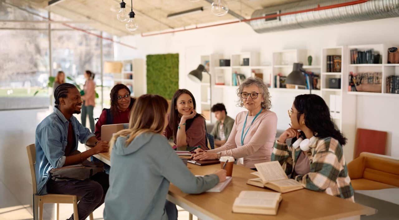 Higher Education Students and Professor