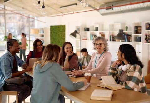 Higher Education Students and Professor