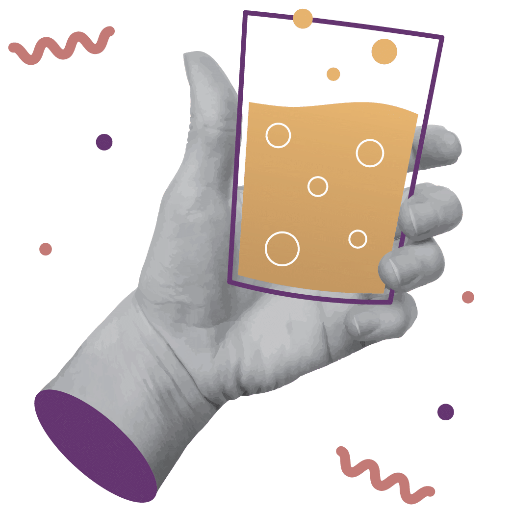 Graphic of a hand holding a beverage glass